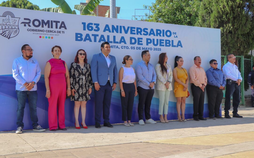 Romita conmemora el 163 aniversario de la Batalla de Puebla con acto cívico.