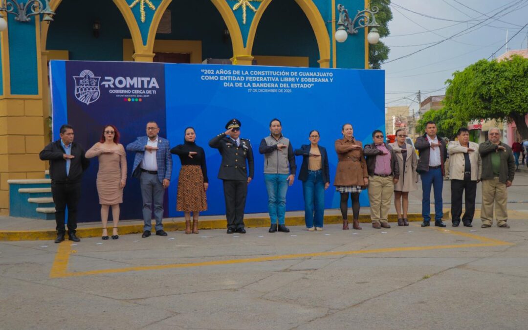 Romita conmemora el 202 Aniversario de la Constitución de Guanajuato como estado Libre y Soberano y el Día de la Bandera del Estado.